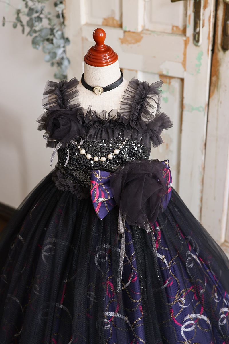 【現品120㎝】ロングドレスR-132　ネイビー - 画像 (6)