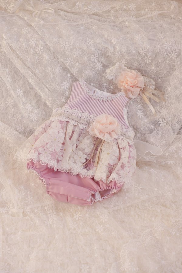 【現品70cm】ベビーロンパースドレスRB-839 ピンク - 画像 (2)