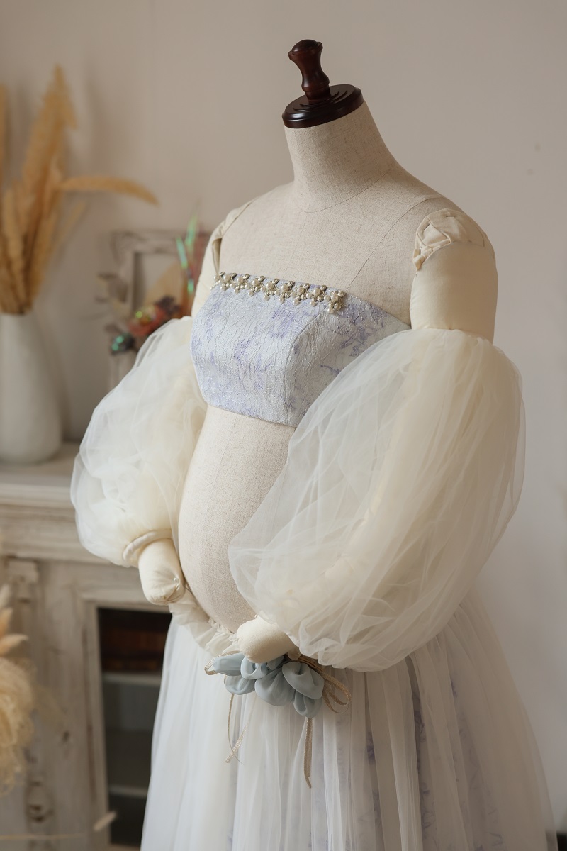 【現品】マタニティードレス R-2018 ブルー - 画像 (5)