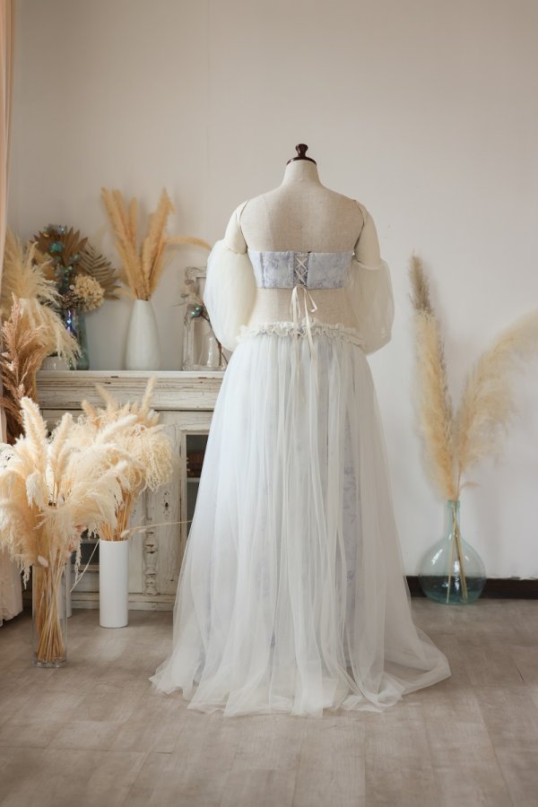 【現品】マタニティードレス R-2018 ブルー - 画像 (3)