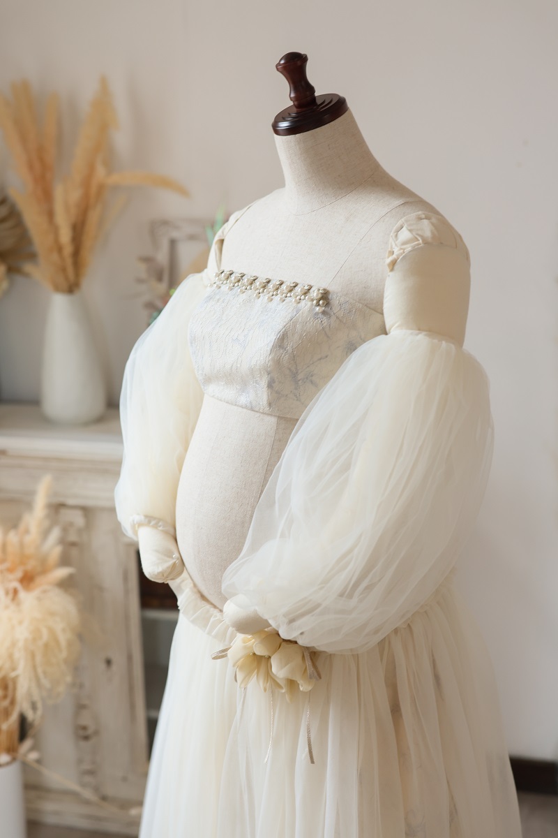 【現品】マタニティードレス R-2018 アイボリー - 画像 (5)