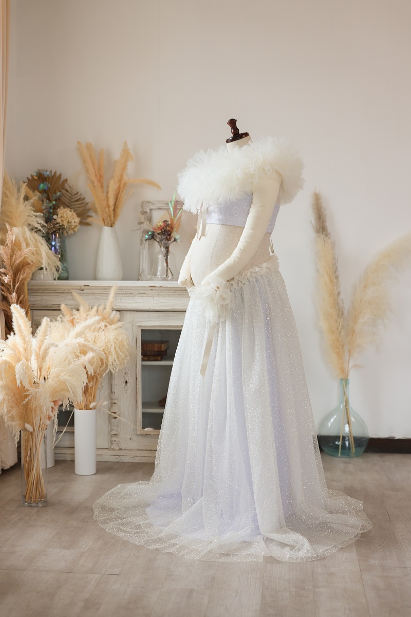 【現品】マタニティードレス R-2019 パープル - 画像 (2)