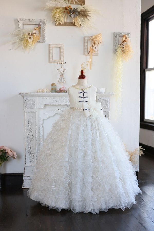 【現品120㎝】ロングドレスR-134　アイボリー