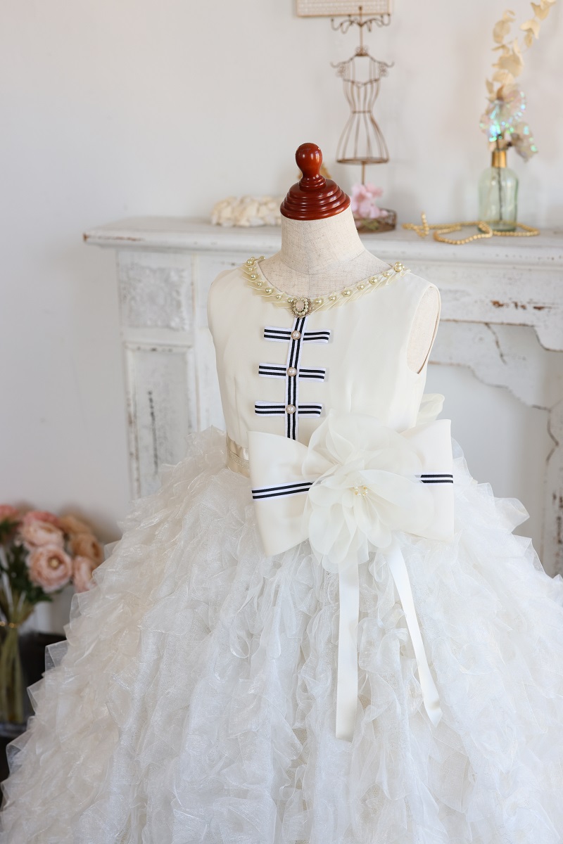 【現品120㎝】ロングドレスR-134　アイボリー - 画像 (4)