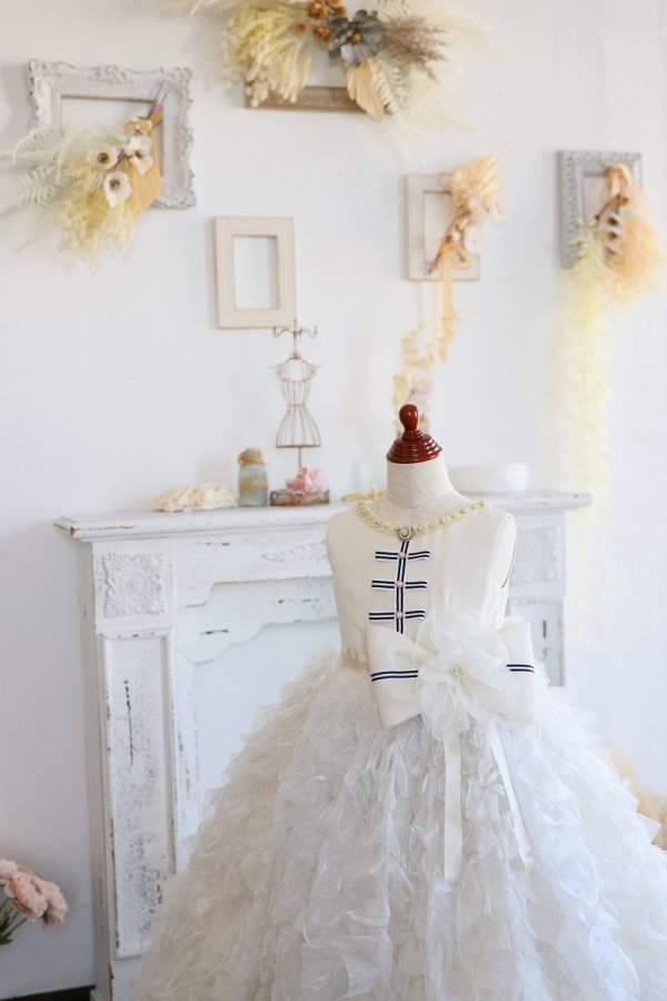 【現品120㎝】ロングドレスR-134　アイボリー - 画像 (5)