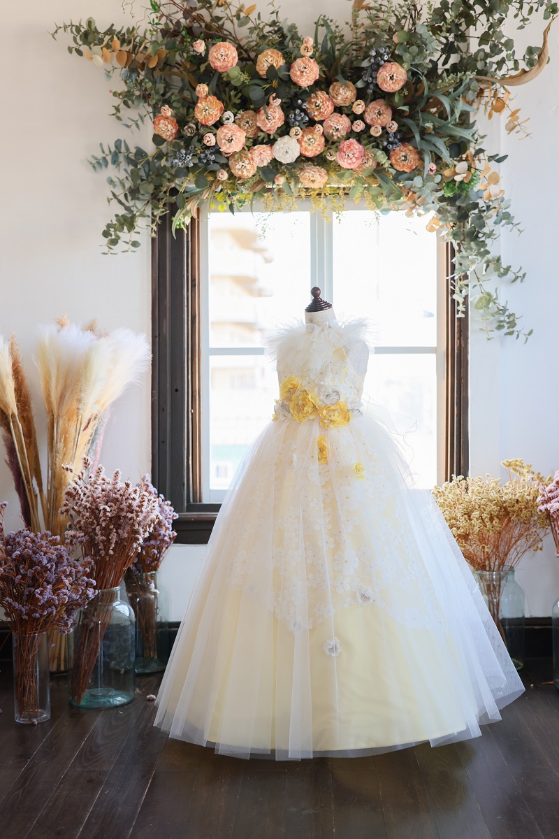 【現品120㎝】ロングドレスR-125 イエロー