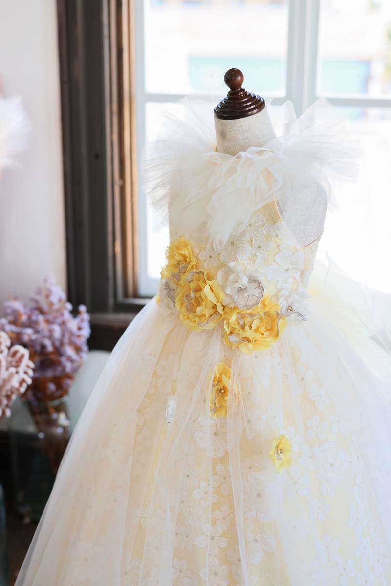 【現品120㎝】ロングドレスR-125 イエロー - 画像 (3)