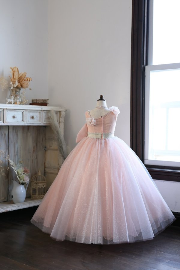 【現品120㎝】ロングドレスR-130 サーモンピンク - 画像 (2)