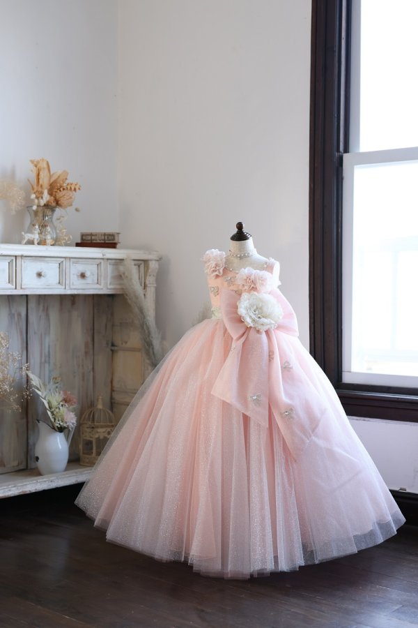 【現品120㎝】ロングドレスR-130 サーモンピンク