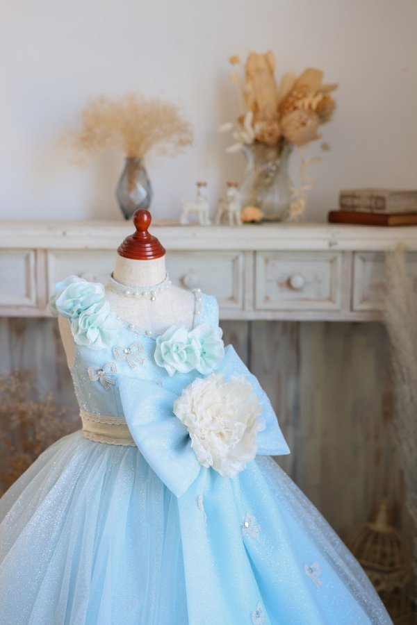 【現品120㎝】ロングドレスR-130 ブルー - 画像 (4)