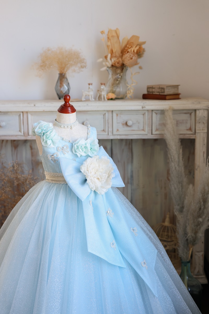 【現品120㎝】ロングドレスR-130　ブルー - 画像 (5)