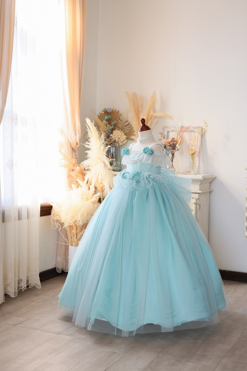 【現品120㎝】ロングドレスR-128 ブルー