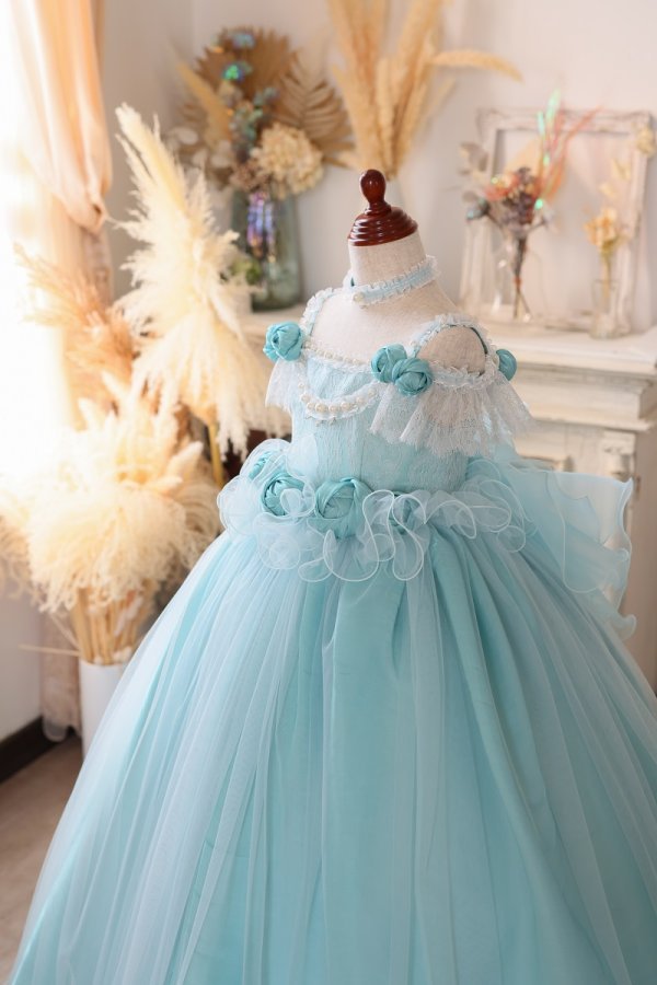 【現品120㎝】ロングドレスR-128 ブルー - 画像 (3)