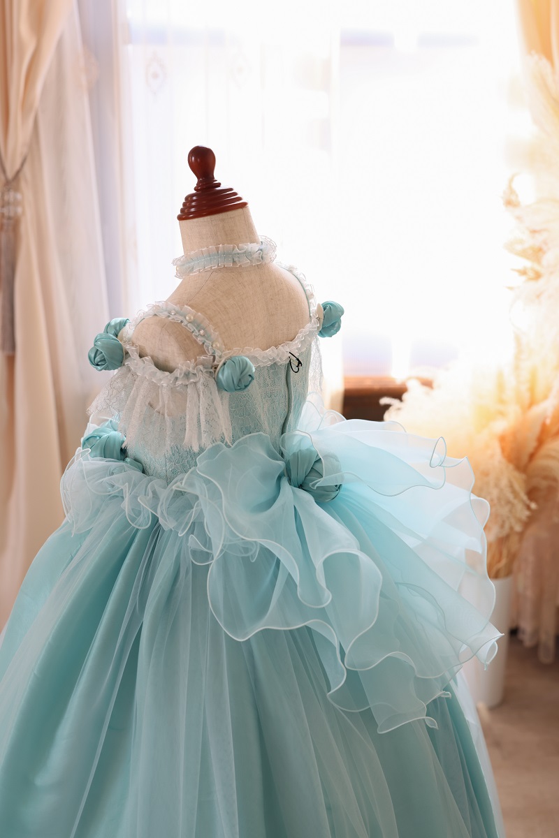 【現品120㎝】ロングドレスR-128 ブルー - 画像 (4)