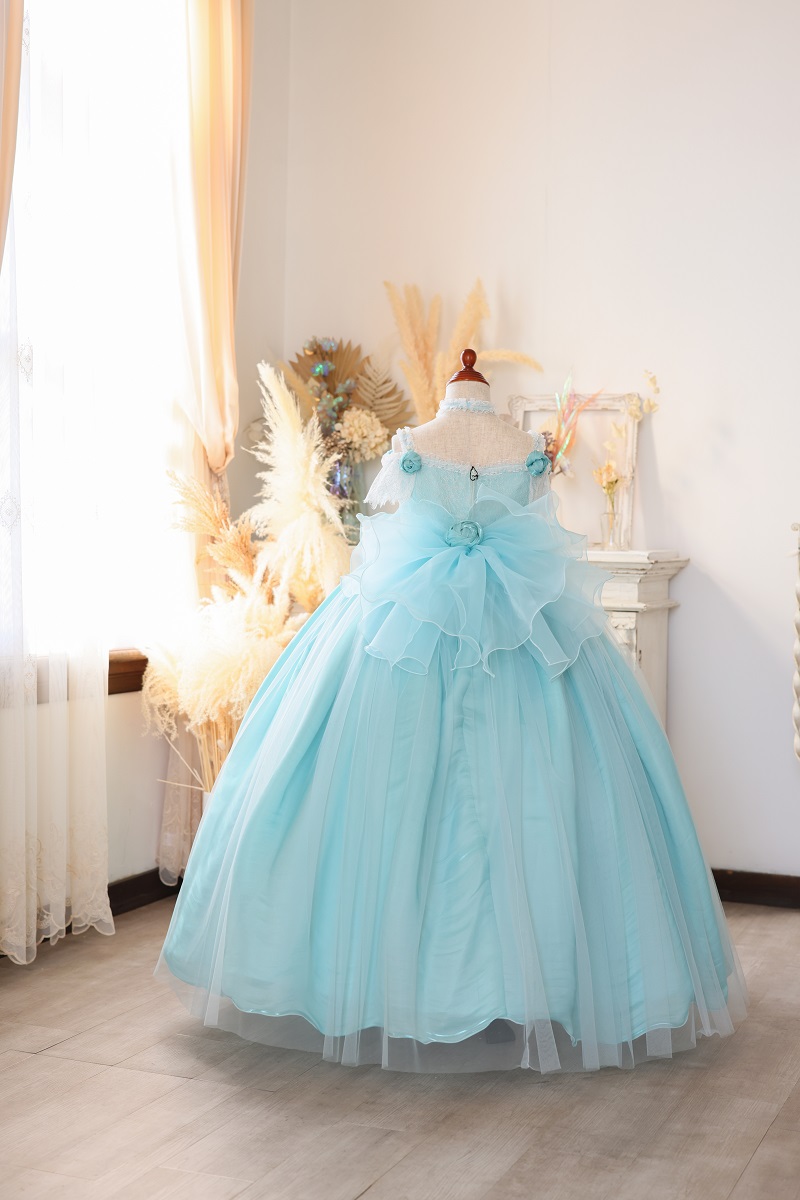 【現品120㎝】ロングドレスR-128 ブルー - 画像 (2)