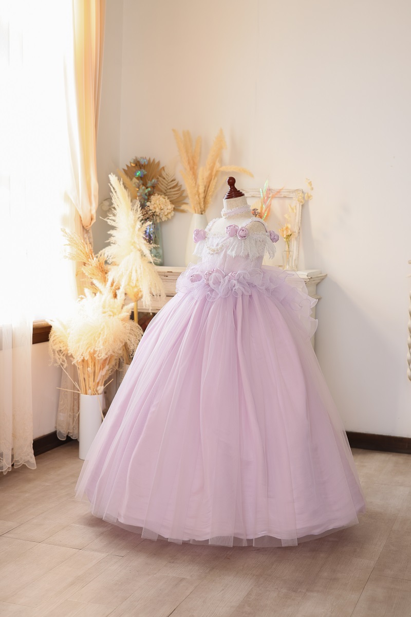 【現品120㎝】ロングドレスR-128 パープル