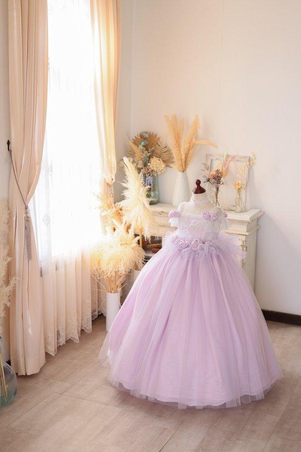 【現品120㎝】ロングドレスR-128 パープル - 画像 (2)