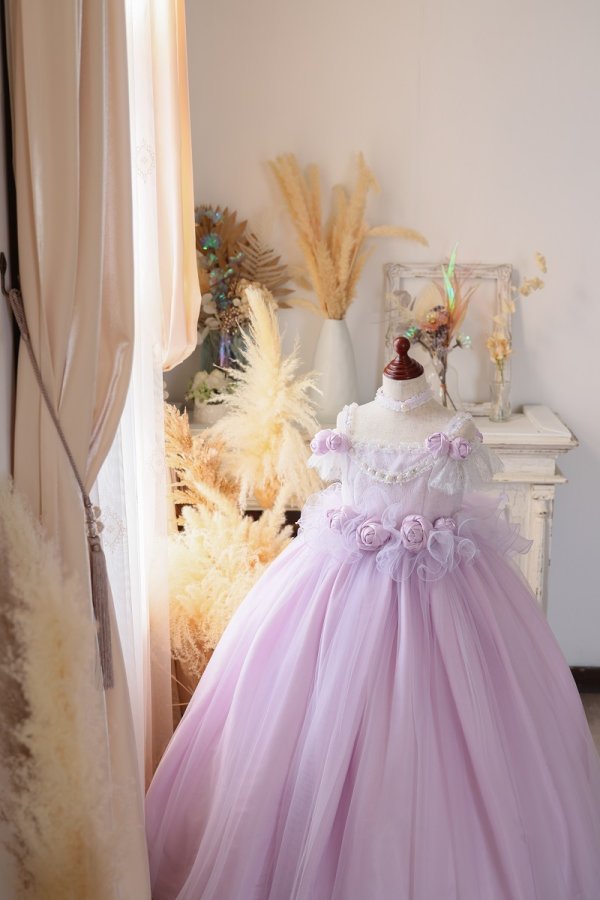 【現品120㎝】ロングドレスR-128 パープル - 画像 (3)