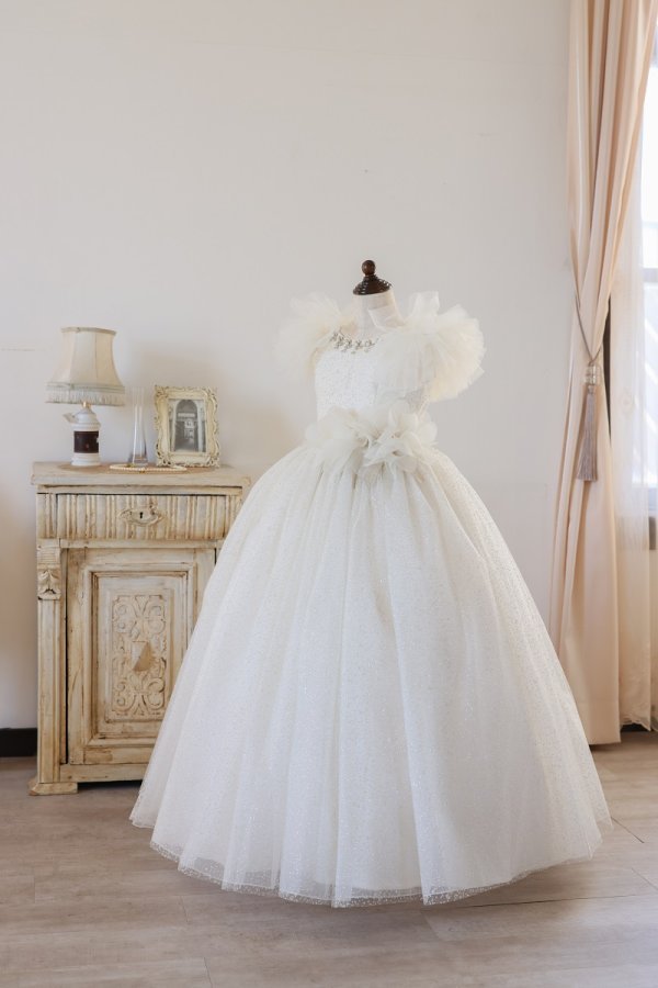 【現品120㎝】ロングドレスR-129　アイボリー