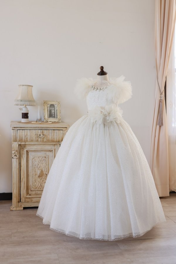 【現品120㎝】ロングドレスR-129　アイボリー - 画像 (3)