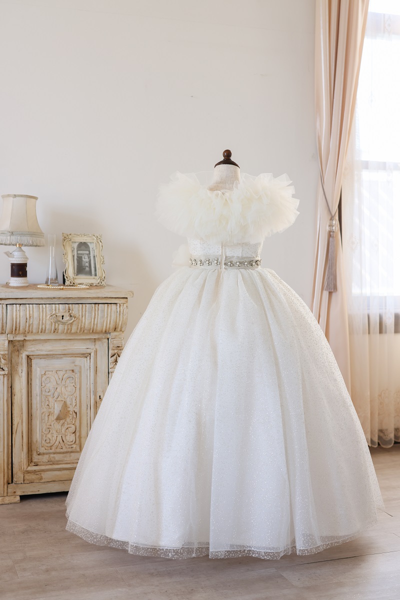 【現品120㎝】ロングドレスR-129　アイボリー - 画像 (2)