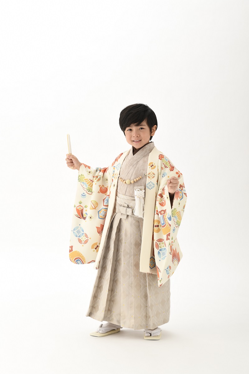 花わらべ男児セット3歳 /5歳　宝づくし【ｸﾘｰﾑ×薄茶】