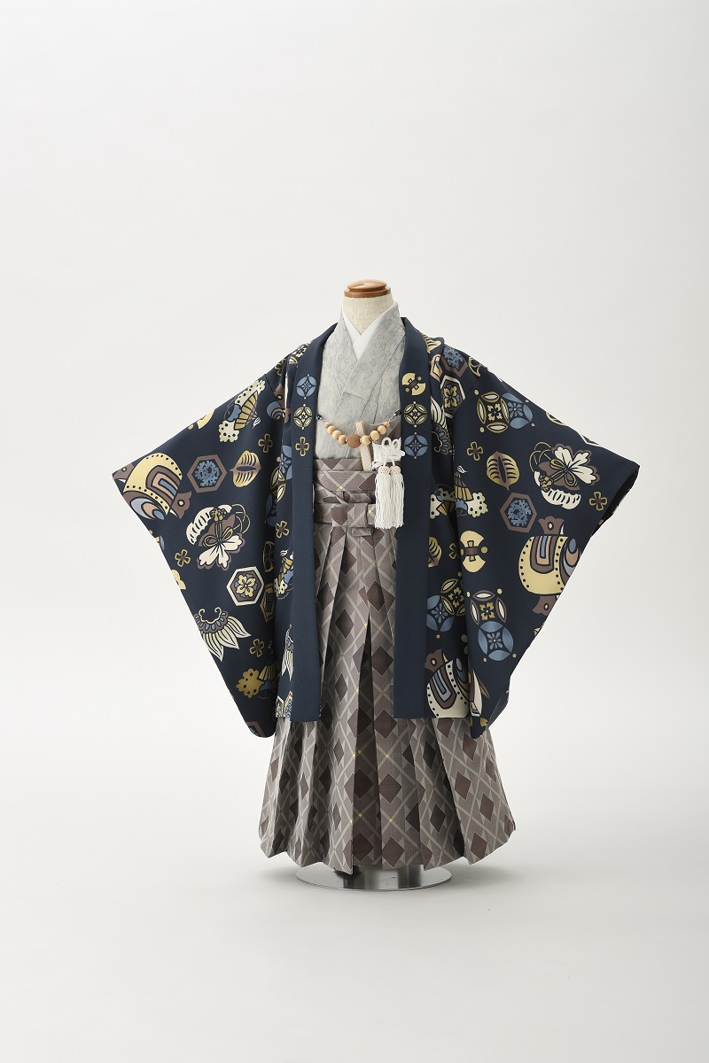 花わらべ男児セット3歳 /5歳　宝づくし【紺×薄ｸﾞﾘｰﾝ】
