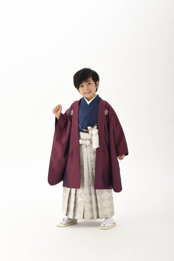 花わらべ男児セット3歳 /5歳　小紋【赤×紺】