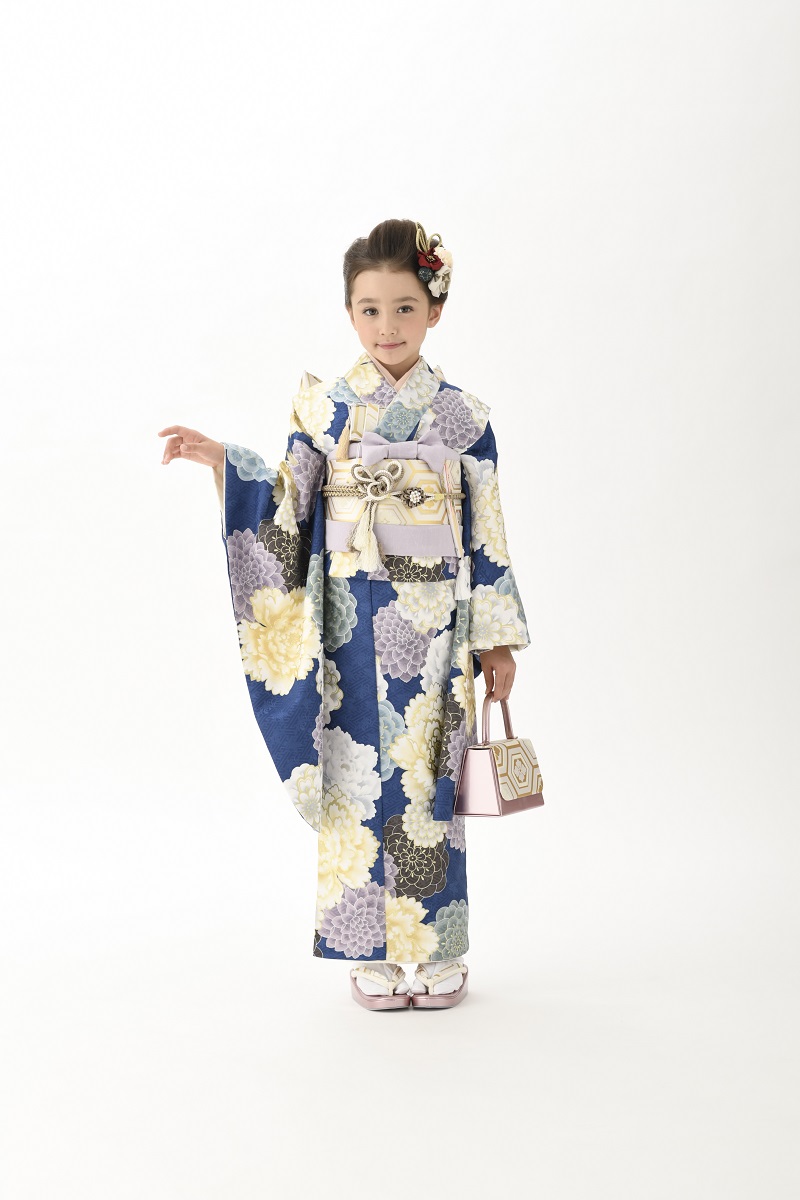 花わらべ7歳きもの WO-2古典【紺】