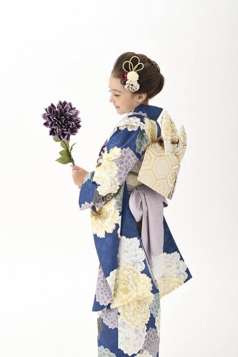花わらべ7歳きもの WO-2古典【紺】 - 画像 (2)