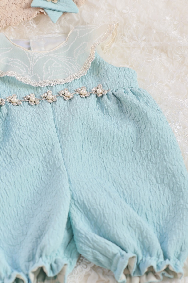 【現品70cm】ベビーロンパースドレスRB-836 ミント - 画像 (3)