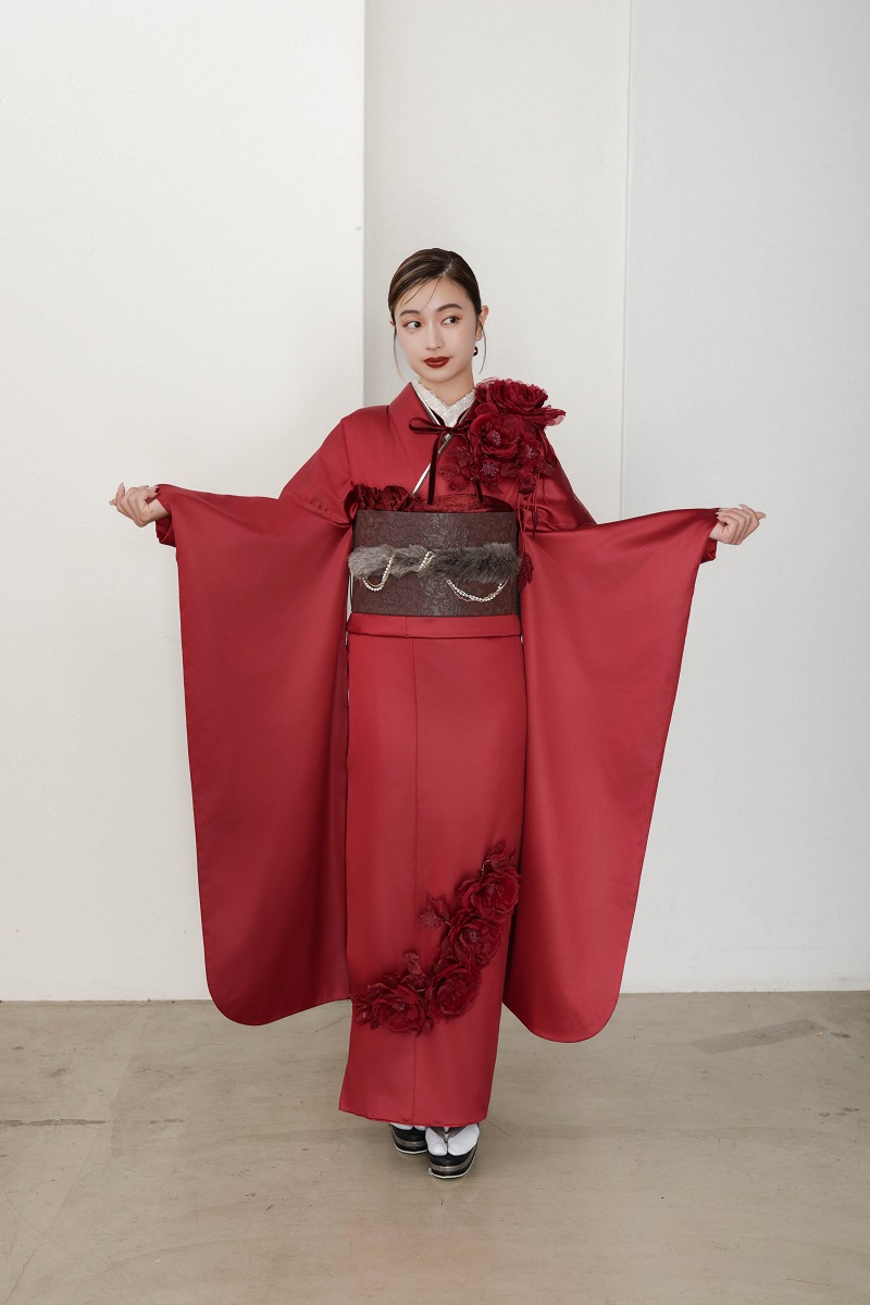 合繊振袖ラフィネモカ GF-75 レザリーダイヤ【レッド】 - 画像 (17)