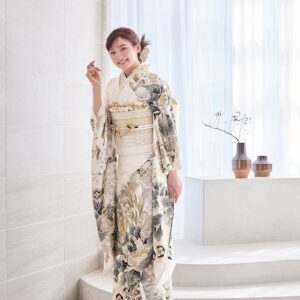 2025正絹振袖　プチブラン№.53801 白金