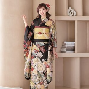 2025正絹振袖　プチブラン№.48802 黒