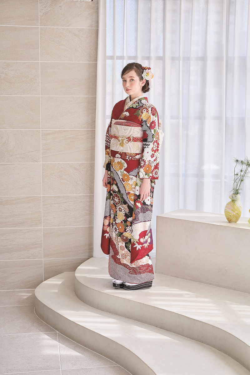 2025正絹振袖 プチブラン№.48801 赤 - 画像 (2)