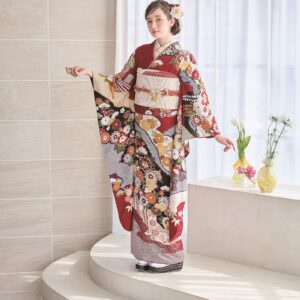 2025正絹振袖　プチブラン№.48801 赤