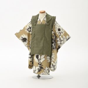 花わらべ3歳男児被布セット　DN-Bペイント花【ﾓｶ×ｶｰｷ】　