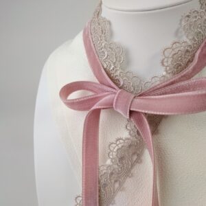 リボンレース半衿【ﾎﾟﾘ合繊】ｂ20　-ﾋﾟﾝｸﾘﾎﾞﾝ-ｹﾐｶﾙﾚｰｽ