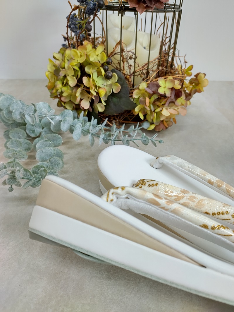 合皮草履バッグset現品 RKB-23aグレー小花 - 画像 (4)