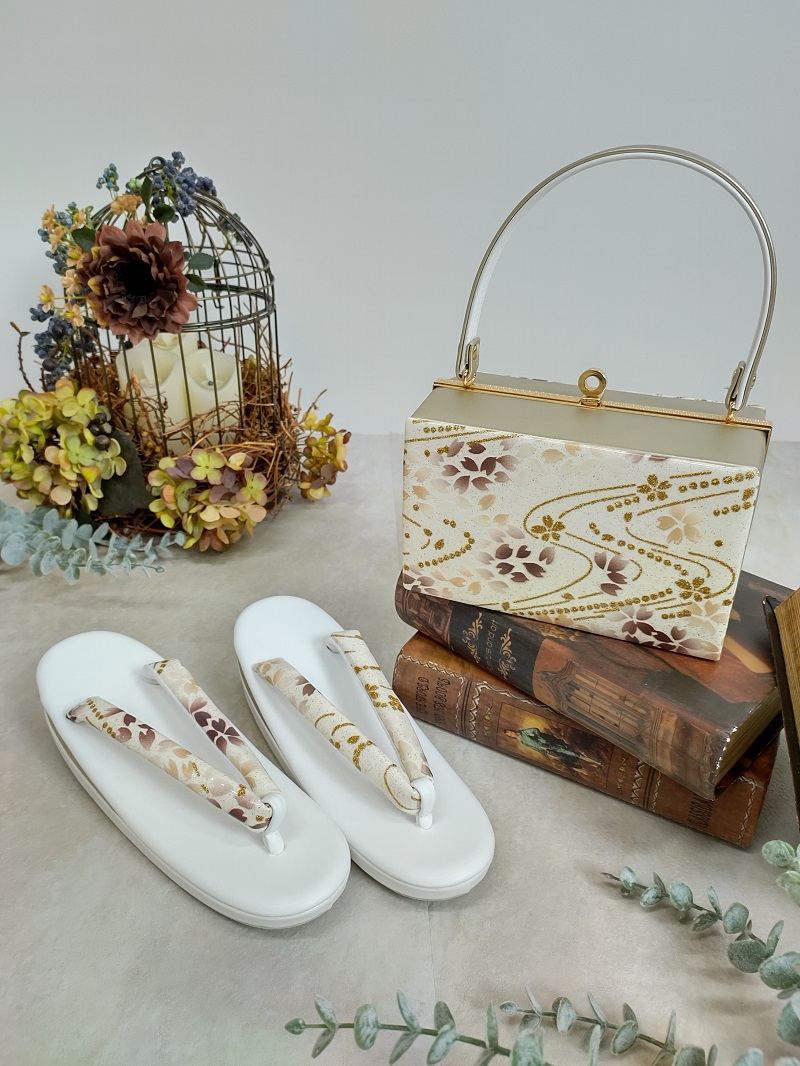 合皮草履バッグset現品 RKB-23bむらさき小花 - 画像 (2)