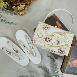 合皮草履バッグset現品　RKB-23bむらさき小花