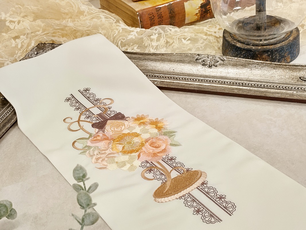 【ｱｳﾄﾚｯﾄ】ししゅう半衿【ﾎﾟﾘ合繊】シルエリー2023フラワーブーケa - 画像 (2)