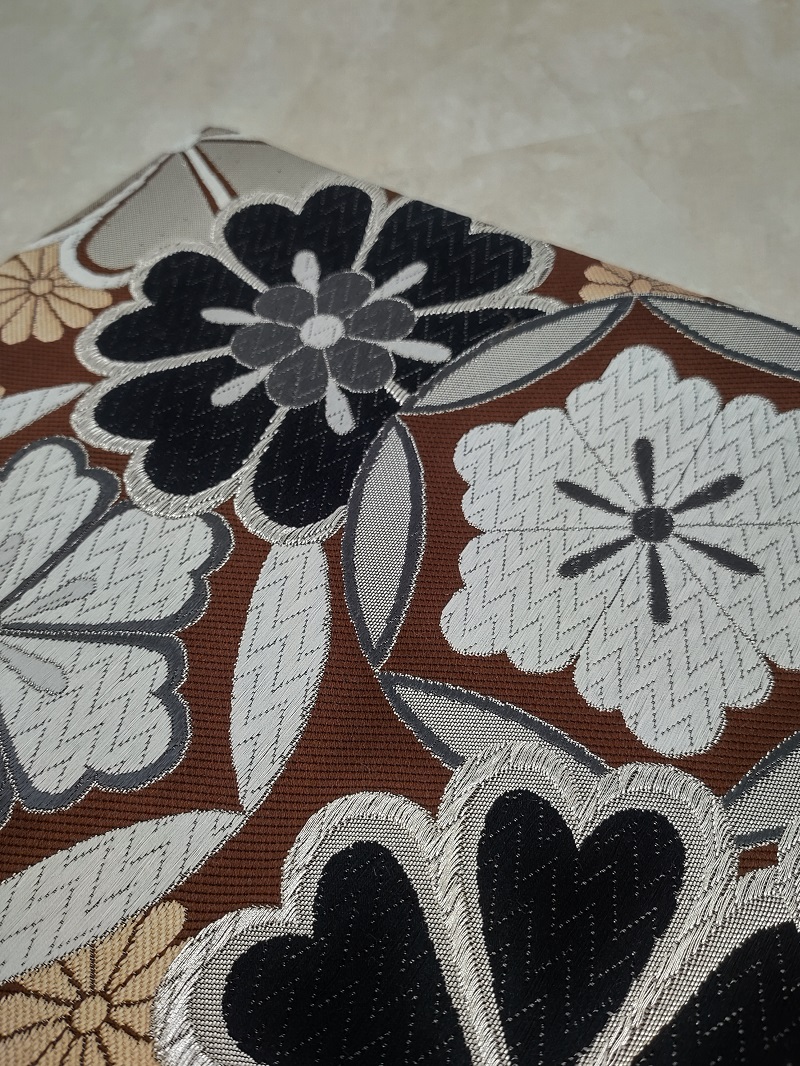 袋帯【正絹】振袖用 RO2310-io10 ブラウン/シルバー - 画像 (4)