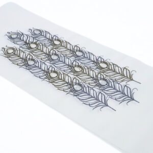 ししゅう半衿【ポリ合繊】シルエリー-くじゃく- ブルーグレー