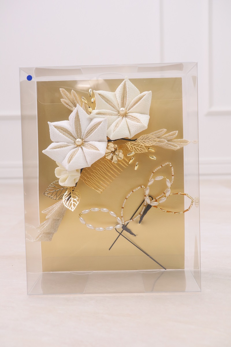 髪飾り大人用　つまみ　RCH0624-a白金 - 画像 (3)