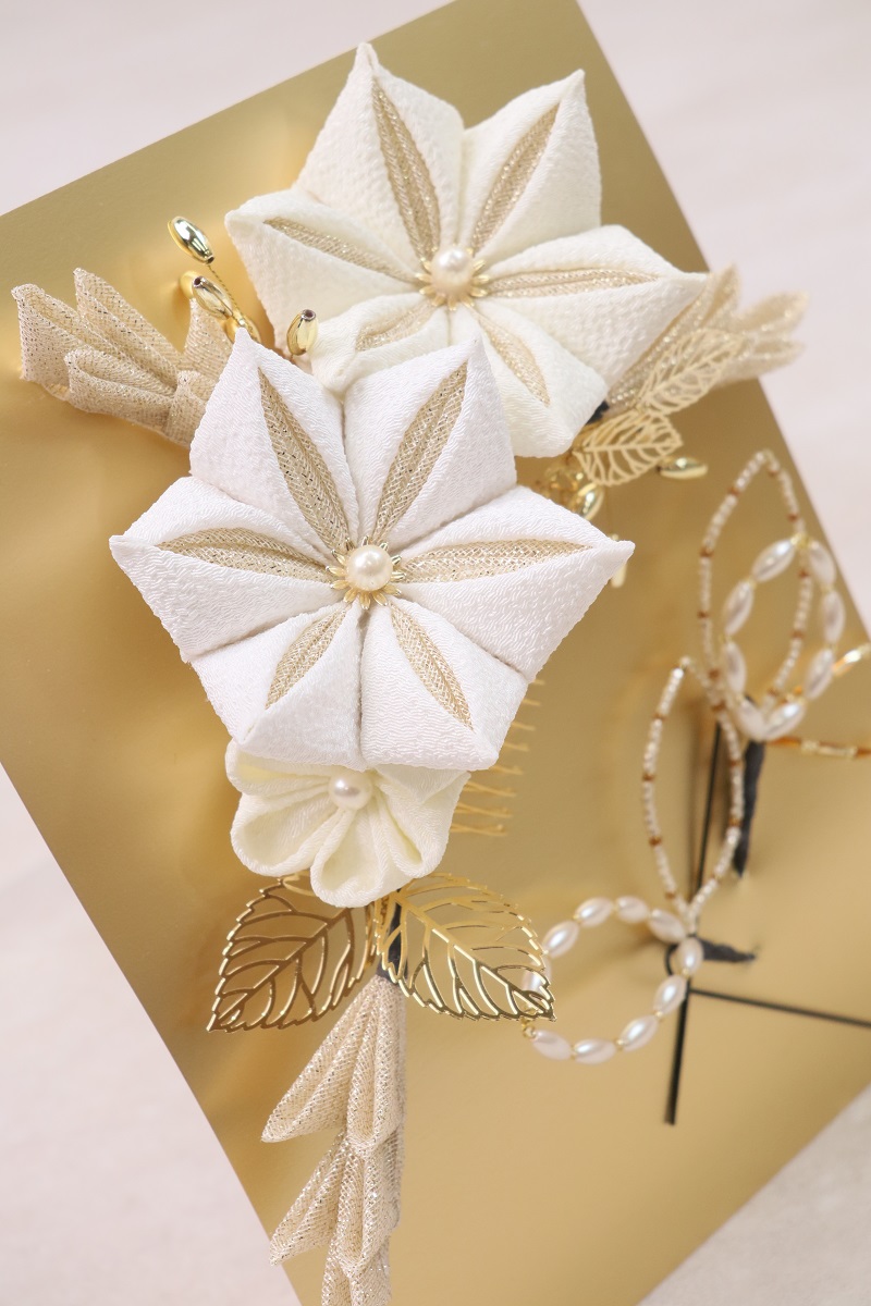 髪飾り大人用　つまみ　RCH0624-a白金 - 画像 (4)