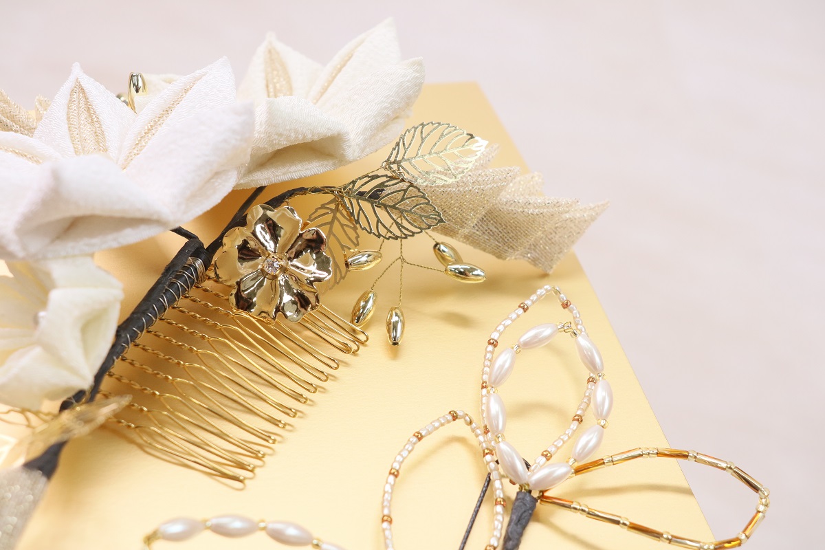 髪飾り大人用　つまみ　RCH0624-a白金 - 画像 (11)