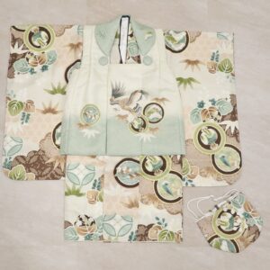 【受注品】3歳男児被布アンサンブル　鷹　No,「花うさぎRS2408-3ｃ」