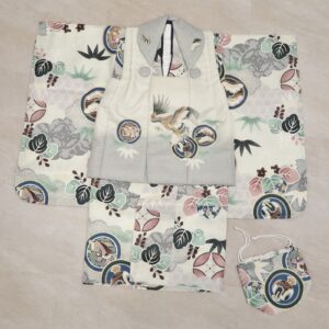 【受注品】3歳男児被布アンサンブル　鷹　No,「花うさぎRS2408-3ｂ」
