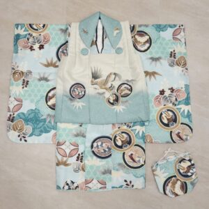 【受注品】3歳男児被布アンサンブル　鷹　No,「花うさぎRS2408-3a」